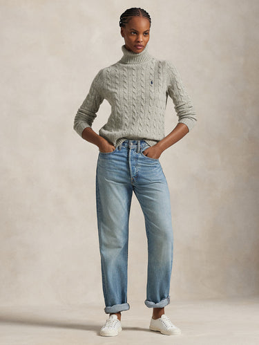 Maglia con Collo Alto a Trecce Grigio