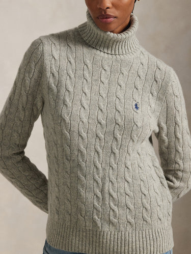 Maglia con Collo Alto a Trecce Grigio