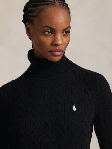 Maglia con Collo Alto a Trecce Nero