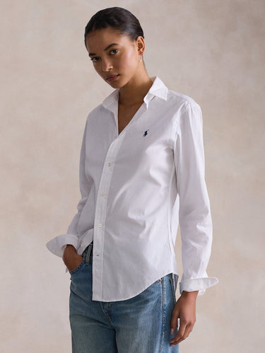 Camicia Slim Fit in Popeline di Cotone Bianco