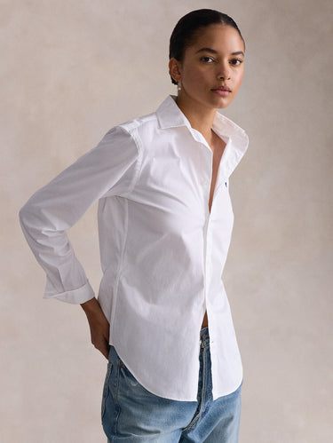 Camicia Slim Fit in Popeline di Cotone Bianco