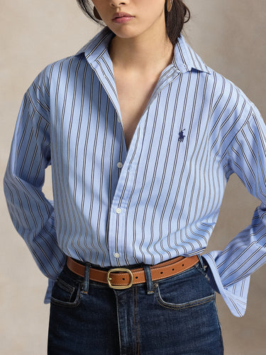 Relaxed Fit Hemd mit blauen und weißen Streifen