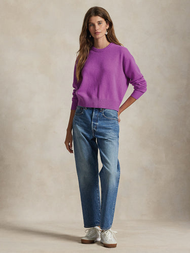 Kurz geschnittener Pullover aus Wolle Violett