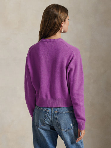Kurz geschnittener Pullover aus Wolle Violett