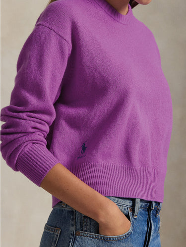 Kurz geschnittener Pullover aus Wolle Violett