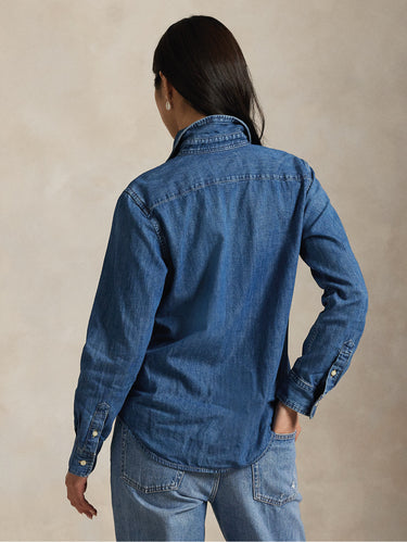 Camicia in Denim Slim Fit Blu