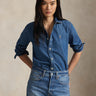 RALPH LAUREN-Camicia in Denim Slim Fit Blu-TRYME Shop