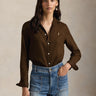 RALPH LAUREN-Camicia Classic Fit in Lino Marrone-TRYME Shop