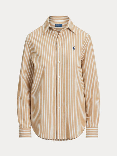 Classic Fit Shirt with Camel/White Stripes
