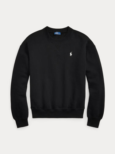 Schwarzer Rundhalsausschnitt-Sweatshirt aus gewaschenem Jersey
