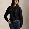 RALPH LAUREN-Felpa Girocollo in Jersey Lavato Nera-TRYME Shop