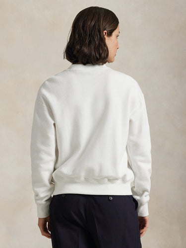 Sweatshirt mit Rundhalsausschnitt aus gewaschenem Jersey in Weiß