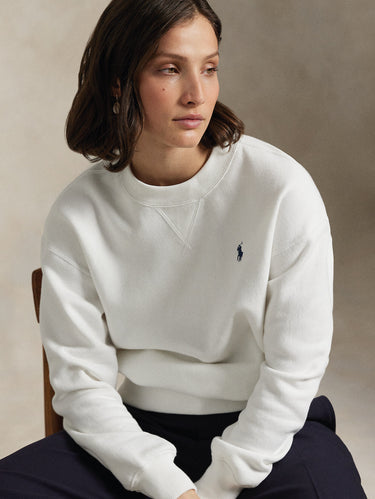 Sweatshirt mit Rundhalsausschnitt aus gewaschenem Jersey in Weiß