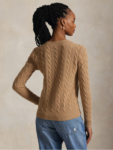 Pullover mit Zopfmuster aus Kamel-Cashmere-Mix