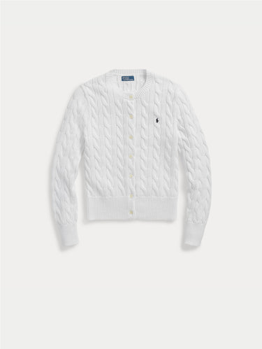 White Cotton Cable Knit Cardigan