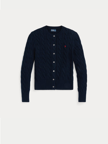 Blue Cotton Cable Knit Cardigan