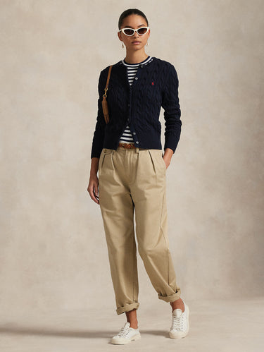 Blue Cotton Cable Knit Cardigan
