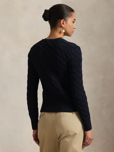 Blue Cotton Cable Knit Cardigan