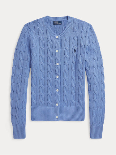 Light Blue Cotton Cable Knit Cardigan