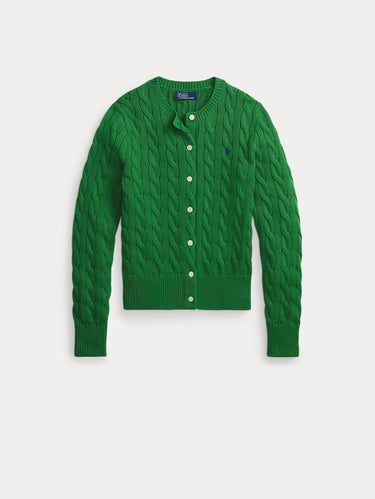 Cotton Cable Knit Cardigan Fuji Green