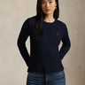 RALPH LAUREN-Maglia Girocollo in Cotone a Trecce Blu-TRYME Shop
