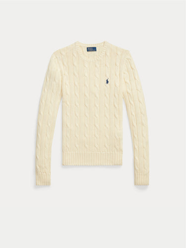 Maglia Girocollo in Cotone a Trecce Panna