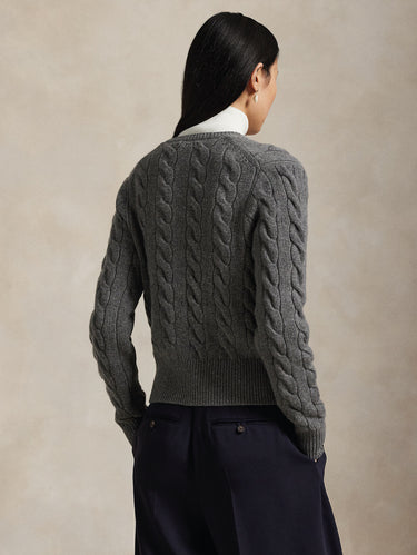 Gestrickter Zopfpullover aus Kaschmirmischung in Grau