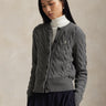 RALPH LAUREN-Cardigan Lavorato a Trecce in Misto Cashmere Grigio-TRYME Shop