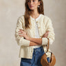 RALPH LAUREN-Cardigan Lavorato a Trecce in Misto Cashmere Crema-TRYME Shop