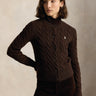 RALPH LAUREN-Cardigan Lavorato a Trecce in Misto Cashmere Marrone-TRYME Shop