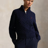 RALPH LAUREN-Maglia a Trecce in Lana con Mezza Zip Blu-TRYME Shop