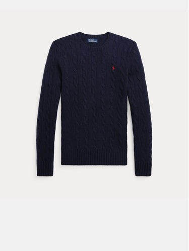 Maglia Linea Dritta a Trecce in Cashmere Blu