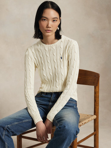 Maglia Linea Dritta a Trecce in Cashmere Crema