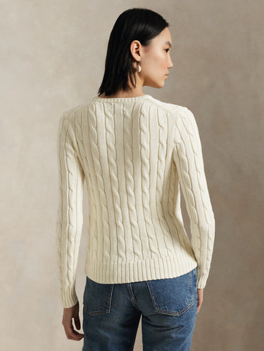 Maglia Linea Dritta a Trecce in Cashmere Crema
