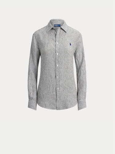 Striped Linen Classic Fit Shirt Black/White