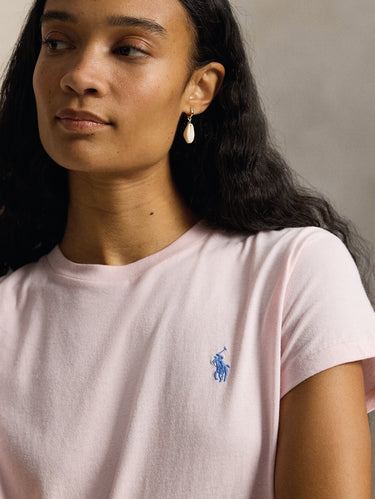 Ronde hals T-shirt van katoen roze