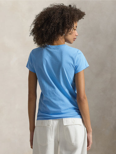 Ronde hals T-shirt van katoen lichtblauw