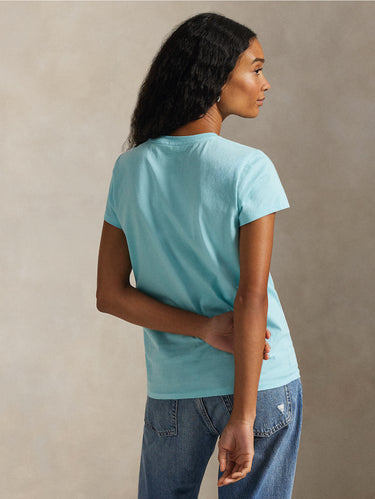 Ronde hals T-shirt van katoen turquoise
