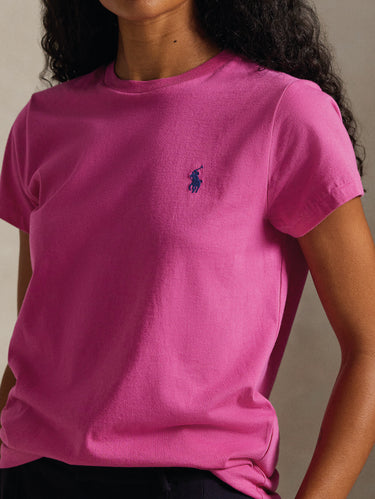 Ronde hals T-shirt van katoen fuchsia