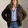 RALPH LAUREN-Piumino Trapuntato Opaco Crema Marrone-TRYME Shop