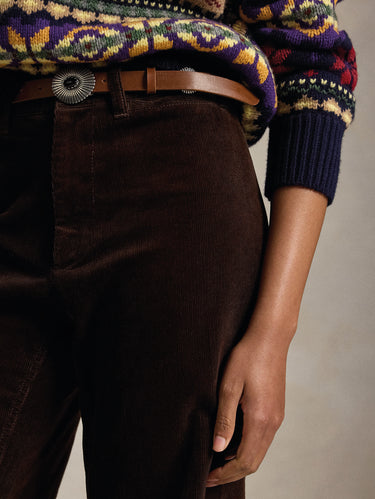 Pantaloni Flare in Velluto a Coste Beaton Marrone