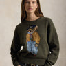RALPH LAUREN-Maglione In Misto Lino e Cotone con Polo Bear Oliva-TRYME Shop