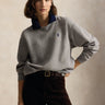 RALPH LAUREN-Felpa Gircollo con Collo Polo Applicato Grigio-TRYME Shop