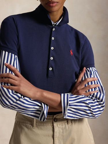 Navy Blue Slim-Fit Short-Sleeve Polo