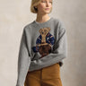 RALPH LAUREN-Maglione In Misto Lino e Cotone con Polo Bear Grigio-TRYME Shop