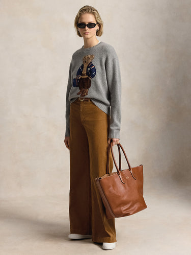 Maglione In Misto Lino e Cotone con Polo Bear Grigio