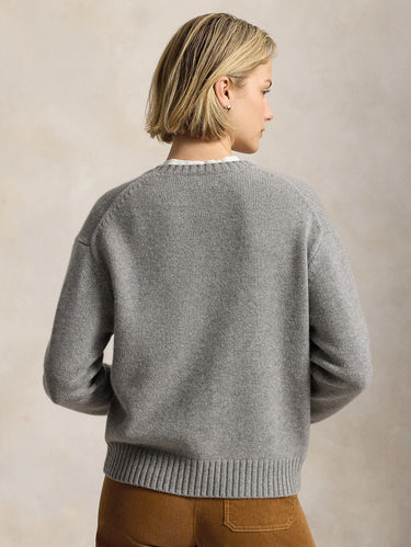 Maglione In Misto Lino e Cotone con Polo Bear Grigio