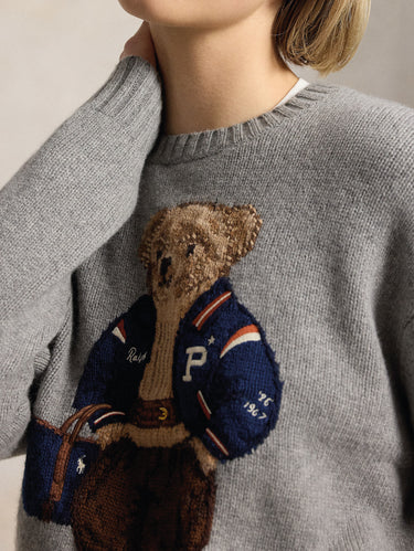 Maglione In Misto Lino e Cotone con Polo Bear Grigio