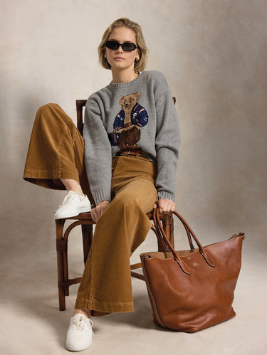 Maglione In Misto Lino e Cotone con Polo Bear Grigio