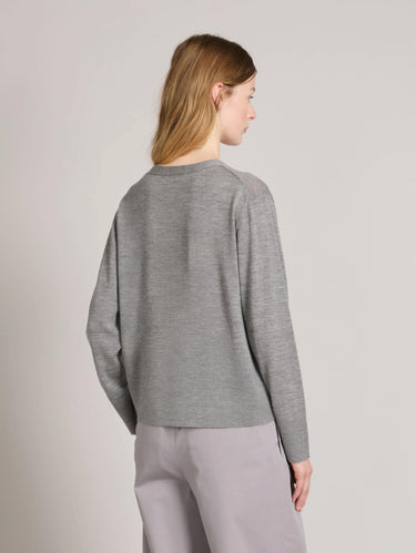 Cardigan aus Wolle mit V-Ausschnitt in Grau Melange